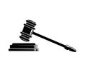 Gavel vector, law icon with judge`s hammer symbols.