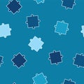 Seamless pattern with blue puzzle pieces vector - blue theme Royalty Free Stock Photo