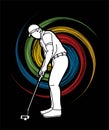 Man swinging golf , Golf players action cartoon graphic vector