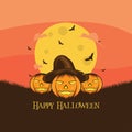 Happy Halloween pumkins illustration concept