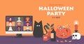 Online Halloween party concept banner