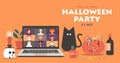Online Halloween party concept banner