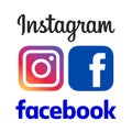 Instagram and Facebook logo icons. Isolated on white background.