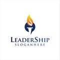 Torch logo design For college leadership. Lighting Fire Flame Logo Design Template. Royalty Free Stock Photo