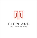 Minimalist Elephant Logo Line Design Abstract Stock Vector. Letter M Elephant Logo Design Icon