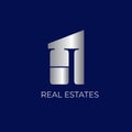 H letter vector logo. Real estates logo. Geometric logo with letter H. House emblem