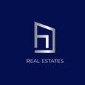 H letter vector logo. Real estates logo. Geometric logo with letter H. House emblem