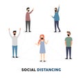 Social distancing, social distancing in public, people practice social distancing or keep a distance to protect from the concept o