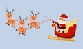 Cute Santa Claus image riding reindeer sleigh. Merry Christmas clip art. Royalty Free Stock Photo