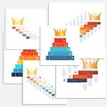 Set templates Infographics, crown, for 3 4 5 6 7 8 9 10 positions possible to use for workflow, banner, diagram, web design, timel Royalty Free Stock Photo