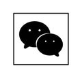 Wechat logo icon black, Isolated on white background.