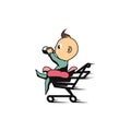 Illustration of baby riding the trolley Royalty Free Stock Photo