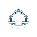Line drawing of classic emblem with crown Royalty Free Stock Photo