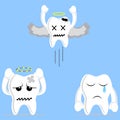 Illustration cartoon character of teeth are missing one by one because damage