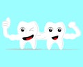 Illustration cartoon character of strong teeth and shiny white