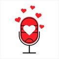 Microphone icon. microphone and love icon. concept for podcast, radio show about romance.