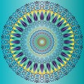 Abstract mandala background with blue color, background with ornament Royalty Free Stock Photo