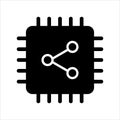 Computer cpu icon vector. computer cpu with connection dot icon. solid style icon vector concept Royalty Free Stock Photo