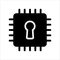 Computer cpu icon vector. computer cpu with security lock icon.solid style icon vector concept Royalty Free Stock Photo