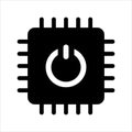 Computer cpu icon vector. computer cpu with power button icon. solid style icon vector concept Royalty Free Stock Photo