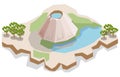 Isometric Simple Volcano Island Landscape