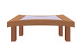 Brown Wooden Table with a Simple Model