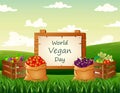 World Vegan Day background with vegetables at nature