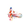 Colorful music promotional poster with music notes isolated vector illustration. Artistic abstract background with music staff for Royalty Free Stock Photo