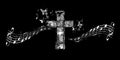 Christian cross with music notes vector illustration. Religion themed background. Design for gospel church music, choir singing, c