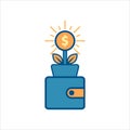 Wallet icon vector. wallet with plant and money icon .flat design style investment icon vector concept Royalty Free Stock Photo