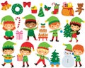 Christmas elves clipart set Royalty Free Stock Photo