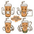 Kawaii coffee illustration emoji sticker set