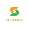 Letter S logo design with electrical symbol