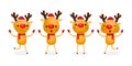 Merry Christmas and Happy new year, group of reindeer wearing christmas hats, set of collection deer isolated on white background