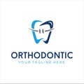 Orthodontic Braces Logo Design Icon. Tooth Dental Care Logo medical Design Template. Tooth Dental Wire Logo Health Design Stock