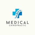 Spine cross logo clinic medicine chiropractic backbone health Design Vector illustration. Orthopedic Logo Design. Cord Spinal logo