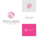 Lotus Wellness Logo Vector Icon . Business spa logo massage healthy design template. elegant Lotus flower logo, yoga, and wellness