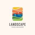 Landscape adventure mountain logo Graphic Vector Stock. Outdoor Peak Adventure Logo sign Template. Hiking Club Expedition Logo