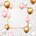 Celebration banner with gold confetti and balloons Royalty Free Stock Photo