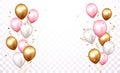 Celebration banner with gold confetti and balloons Royalty Free Stock Photo