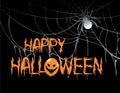 Happy Halloween scary text and spider silhouettes Royalty Free Stock Photo