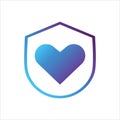 Security shield icon. shield with love symbol. gradient style outline Vector illustration, vector icon concept. Royalty Free Stock Photo