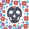 Vector Dia de Los Muertos, Day of the Dead or Mexico Halloween sculls collection. sugar skull. skull with floral ornament Deco Royalty Free Stock Photo