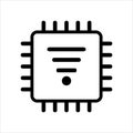 Computer cpu icon vector. computer cpu with wireless / wifi icon. outline style icon vector concept