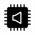 Computer cpu icon vector. computer cpu with sound icon. solid style icon vector concept