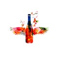 Colorful bottle with wings