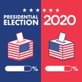 2020 United States of America Presidential Election with 2 Ballot Box compare voting rate Vector Illustration Royalty Free Stock Photo