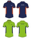 Sports Polo t-shirt jersey design vector template, sports kit with front and back view with neon green and blue color