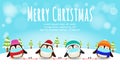 Merry Christmas for new normal lifestyle concept and social distancing, cute of penguin with surgical mask protect coronavirus