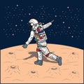 Astronauts flying like a bird on the moon